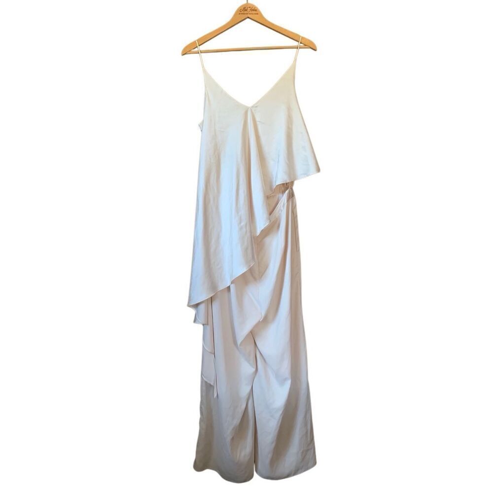 Obando‎ Collective Satin Wide Leg Jumpsuit Cream Size 10 - Picture 5 of 12